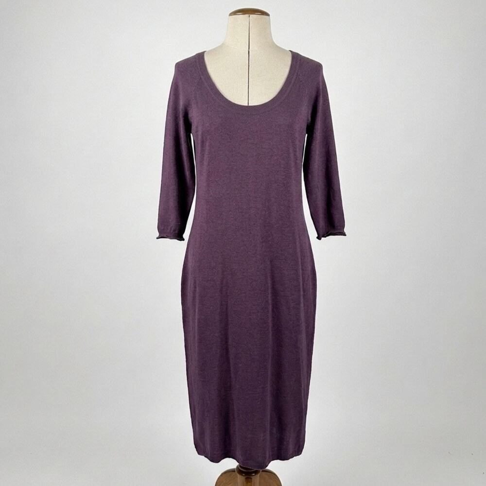 Peruvian Connection Purple Pima Cotton Midi Dress Sz M Quiet Luxury Minimalist